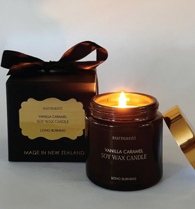 Surmanti Long Burning Ecosoya Candle - Vanilla Caramel - 100g